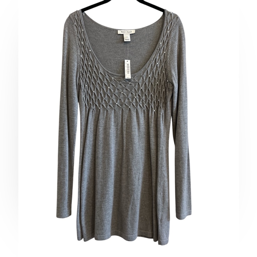 White House Black Market Gray Empire Waist Sweater Top Size Small NEW
